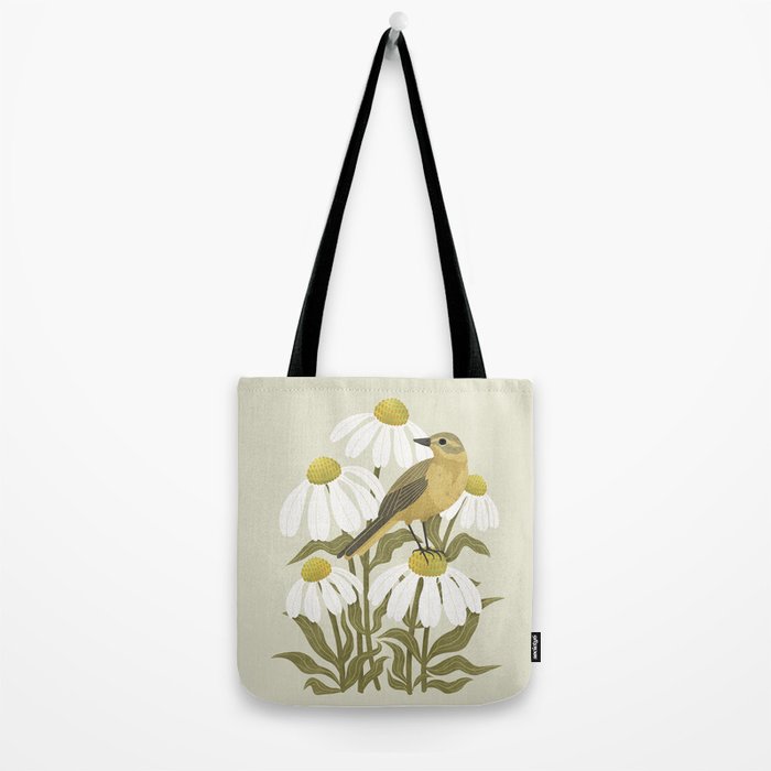 Yellow Wagtail on White Coneflowers  Tote Bag Gallery Image 2