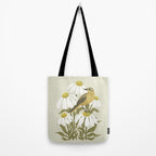Yellow Wagtail on White Coneflowers  Tote Bag Gallery Image 2