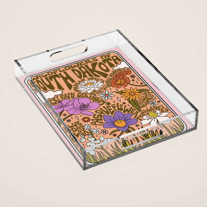 South Dakota Wildflowers Acrylic Tray Gallery Image 1