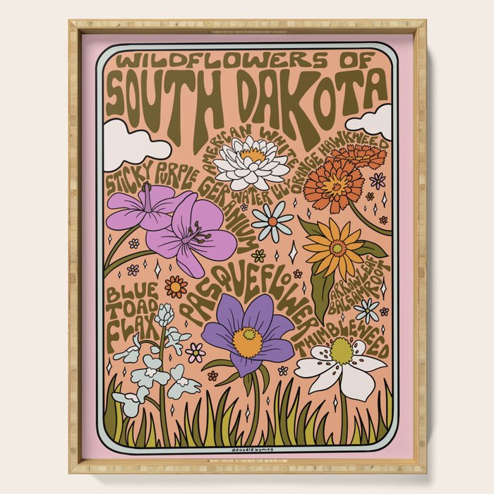 South Dakota Wildflowers Serving Tray Gallery Image 1