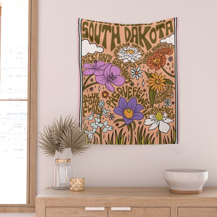 South Dakota Wildflowers Wall Tapestry Gallery Image 2