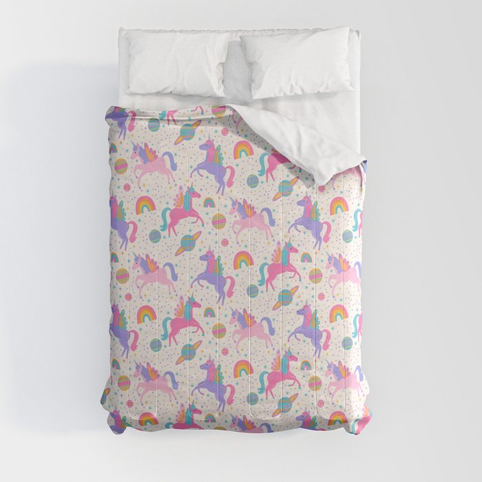 Space Unicorn - Neon Rainbow Comforter Gallery Image 8
