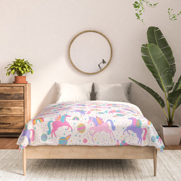 Space Unicorn - Neon Rainbow Comforter Gallery Image 3
