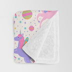 Space Unicorn - Neon Rainbow Throw Blanket Gallery Image 3