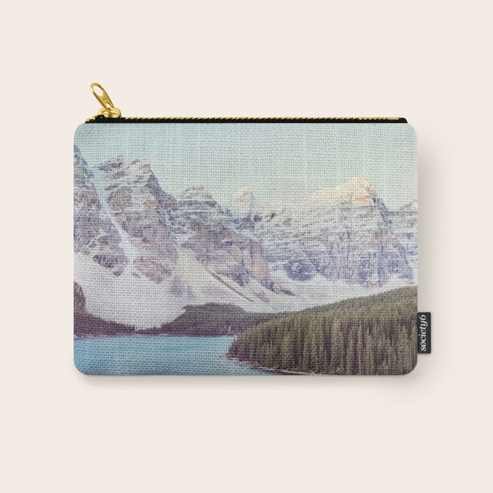 Moraine Lake Sunrise, Mountain Landscape, Nature Photography Carry All Pouch Gallery Image 1