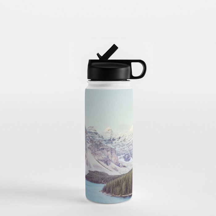 Moraine Lake Sunrise, Mountain Landscape, Nature Photography Water Bottle Gallery Image 1