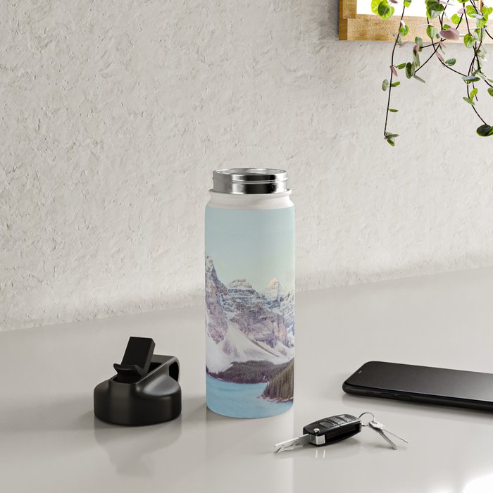 Moraine Lake Sunrise, Mountain Landscape, Nature Photography Water Bottle Gallery Image 4