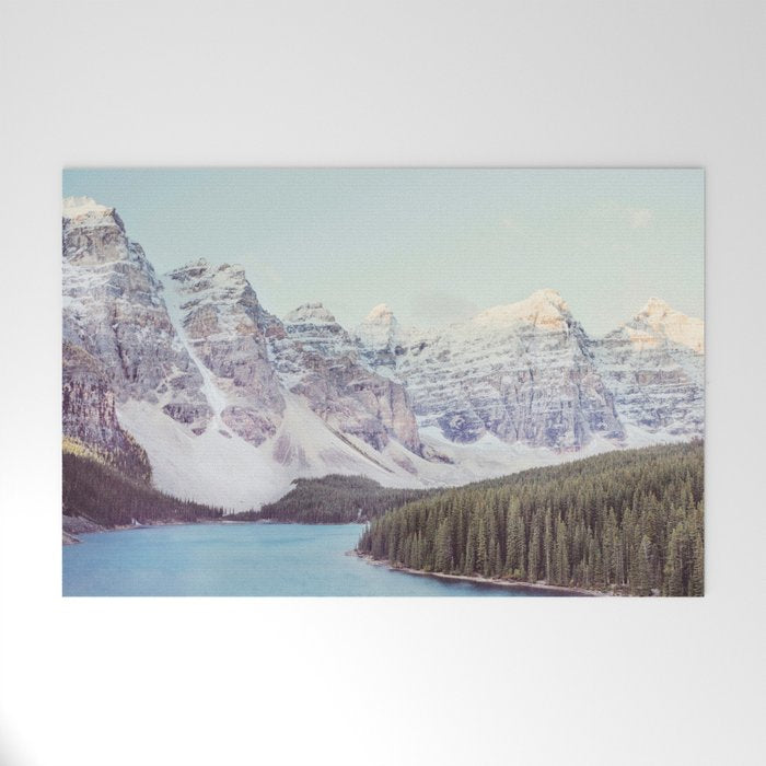 Moraine Lake Sunrise, Mountain Landscape, Nature Photography Welcome Mat Gallery Image 1