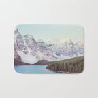 Moraine Lake Sunrise, Mountain Landscape, Nature Photography Bath Mat Gallery Image 1