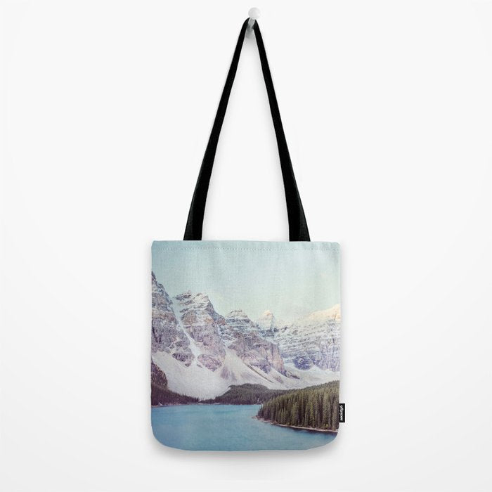 Moraine Lake Sunrise, Mountain Landscape, Nature Photography Tote Bag Gallery Image 2