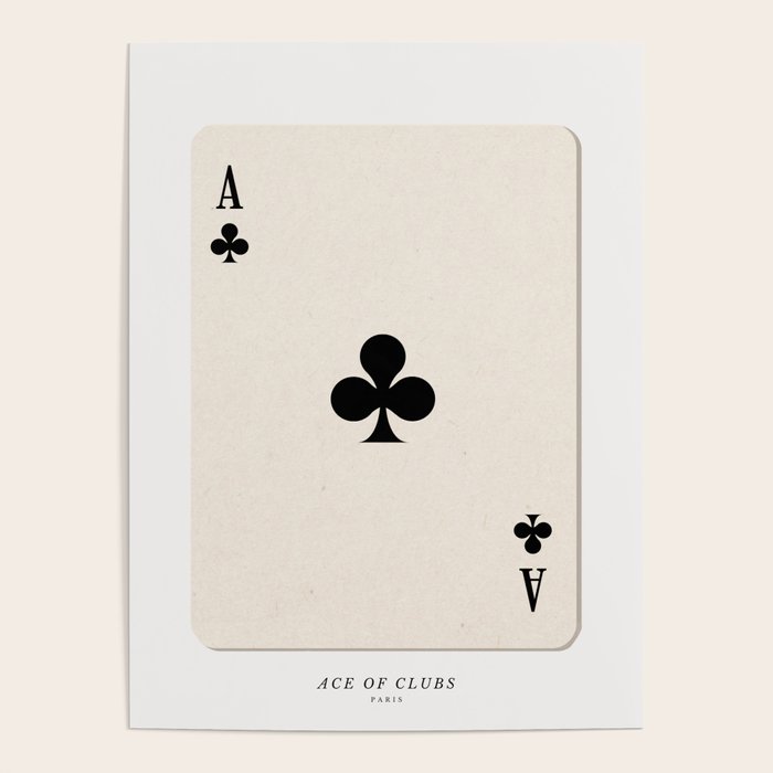 Ace of Clubs Playing Card Art Print Trendy Poster Gallery Image 1