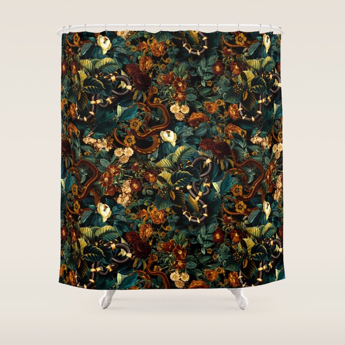 Floral and Snakes jungle Shower Curtain Gallery Image 1