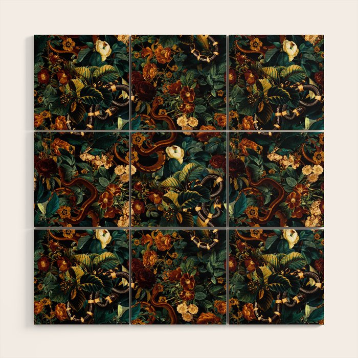 Floral and Snakes jungle Wood Wall Art Gallery Image 1