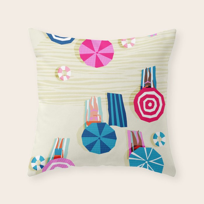 A-OK - memphis throwback neon wacka design pop art illustration beach socal vacation 1980s 80s style Throw Pillow Gallery Image 6