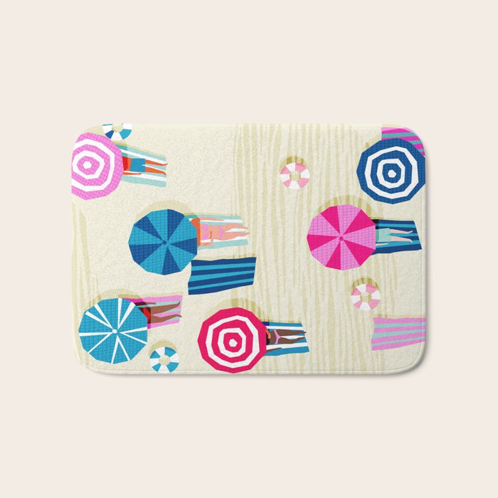 A-OK - memphis throwback neon wacka design pop art illustration beach socal vacation 1980s 80s style Bath Mat Gallery Image 1