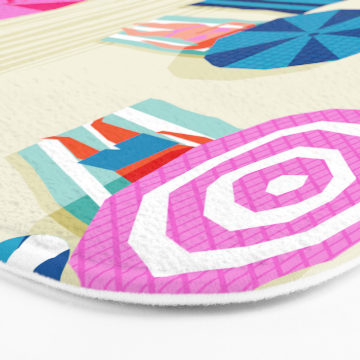 A-OK - memphis throwback neon wacka design pop art illustration beach socal vacation 1980s 80s style Bath Mat Gallery Image 3