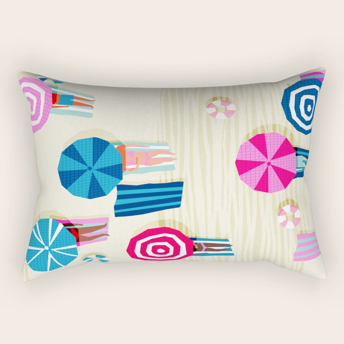 A-OK - memphis throwback neon wacka design pop art illustration beach socal vacation 1980s 80s style Rectangular Pillow Gallery Image 2