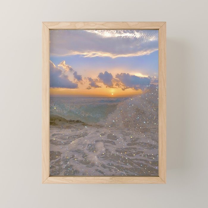 THE STORM | sea | ocean | waves | sky |  seascape | blue | summer | glitter | sparkle | nature Mini Art Print Gallery Image 1
