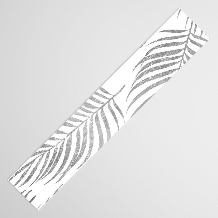 Chic elegant silver foil palm tree leaves Table Runner Gallery Image 3