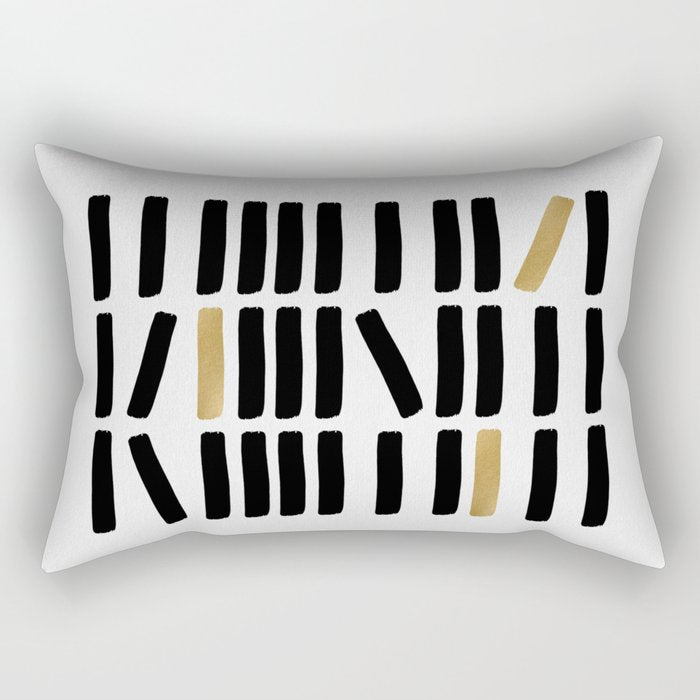 Black and Gold Abstract Rectangular Pillow Gallery Image 1