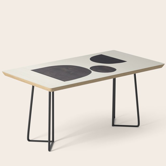 Black & White Minimalist Abstract Shapes Patterns Black Ink Painting Coffee Table Gallery Image 1