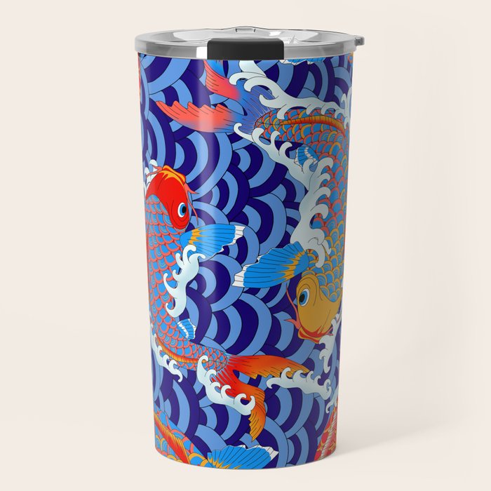 Koi fish / japanese tattoo style pattern Travel Mug Gallery Image 1