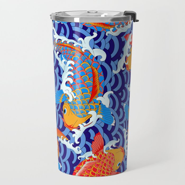 Koi fish / japanese tattoo style pattern Travel Mug Gallery Image 2