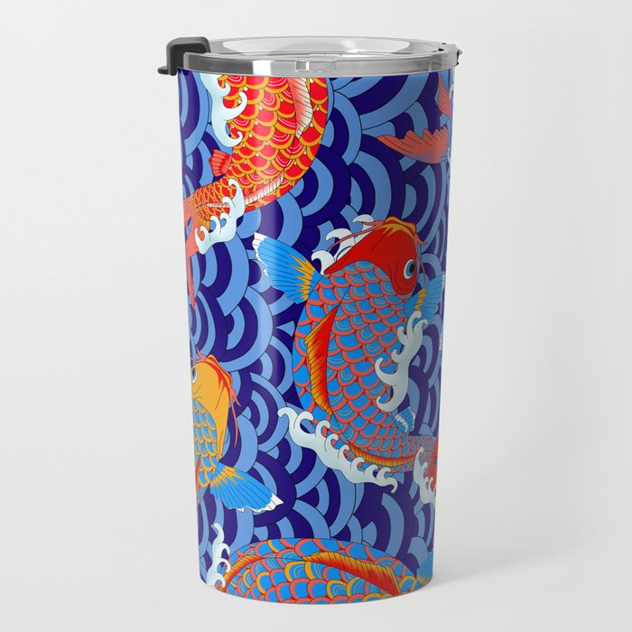 Koi fish / japanese tattoo style pattern Travel Mug Gallery Image 3