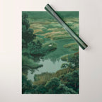 Japanese Forest Painting Sage Green Wall Art Wabi Sabi Wall Art Minimalist Japanese Poster Wrapping Paper Gallery Image 1
