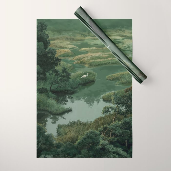 Japanese Forest Painting Sage Green Wall Art Wabi Sabi Wall Art Minimalist Japanese Poster Wrapping Paper Gallery Image 1