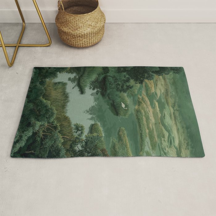 Japanese Forest Painting Sage Green Wall Art Wabi Sabi Wall Art Minimalist Japanese Poster Rug Gallery Image 1