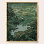Japanese Forest Painting Sage Green Wall Art Wabi Sabi Wall Art Minimalist Japanese Poster Serving Tray Gallery Image 1