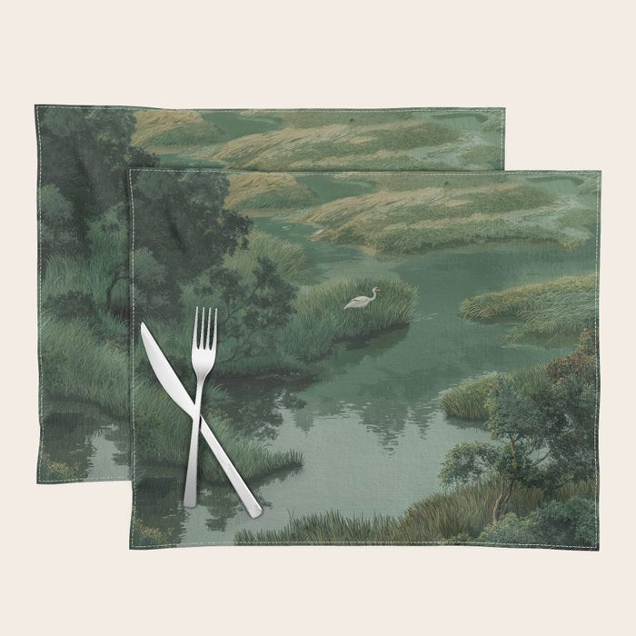 Japanese Forest Painting Sage Green Wall Art Wabi Sabi Wall Art Minimalist Japanese Poster Placemat Gallery Image 1