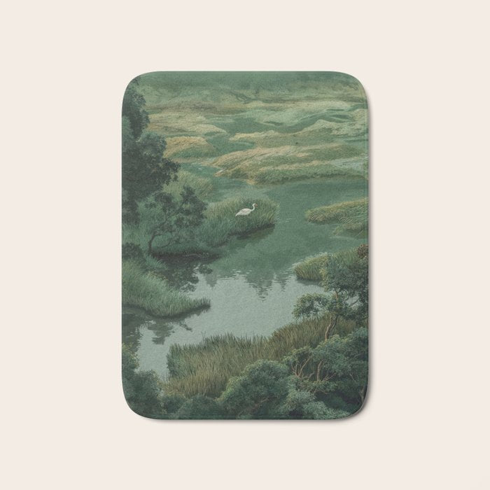 Japanese Forest Painting Sage Green Wall Art Wabi Sabi Wall Art Minimalist Japanese Poster Bath Mat Gallery Image 1