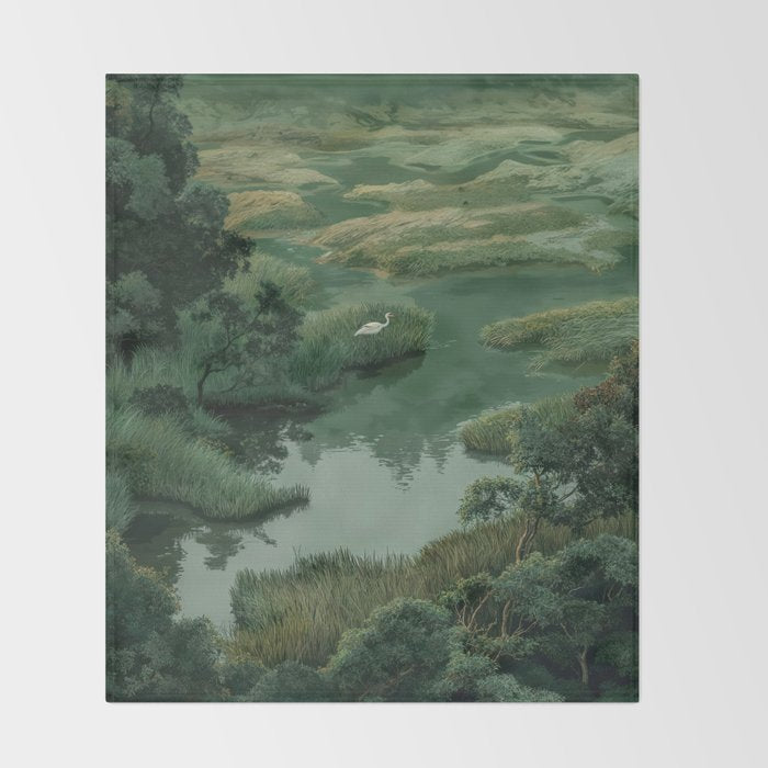 Japanese Forest Painting Sage Green Wall Art Wabi Sabi Wall Art Minimalist Japanese Poster Throw Blanket Gallery Image 2