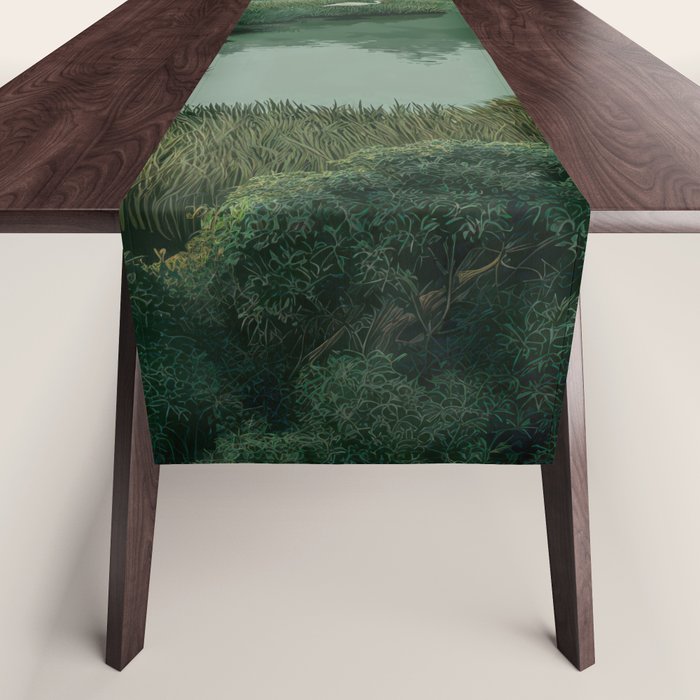 Japanese Forest Painting Sage Green Wall Art Wabi Sabi Wall Art Minimalist Japanese Poster Table Runner Gallery Image 1