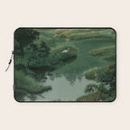 Japanese Forest Painting Sage Green Wall Art Wabi Sabi Wall Art Minimalist Japanese Poster Laptop Sleeve Gallery Image 1