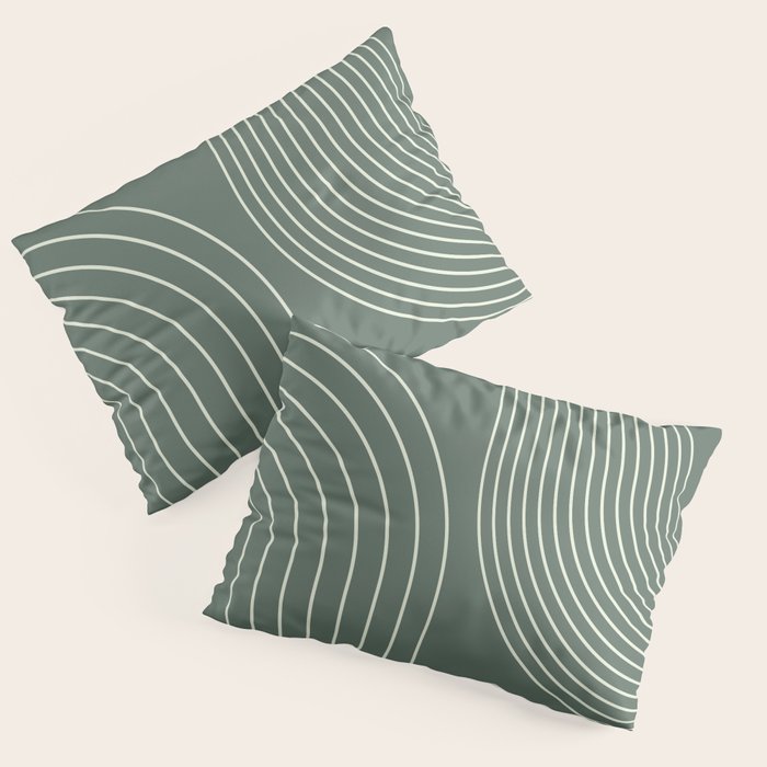 Geometric Lines in Sage Green 5 (Rainbow Abstraction) Pillow Sham Gallery Image 3