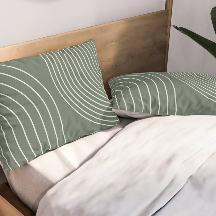 Geometric Lines in Sage Green 5 (Rainbow Abstraction) Pillow Sham Gallery Image 2