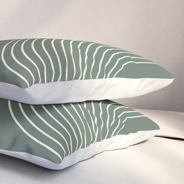 Geometric Lines in Sage Green 5 (Rainbow Abstraction) Pillow Sham Gallery Image 3