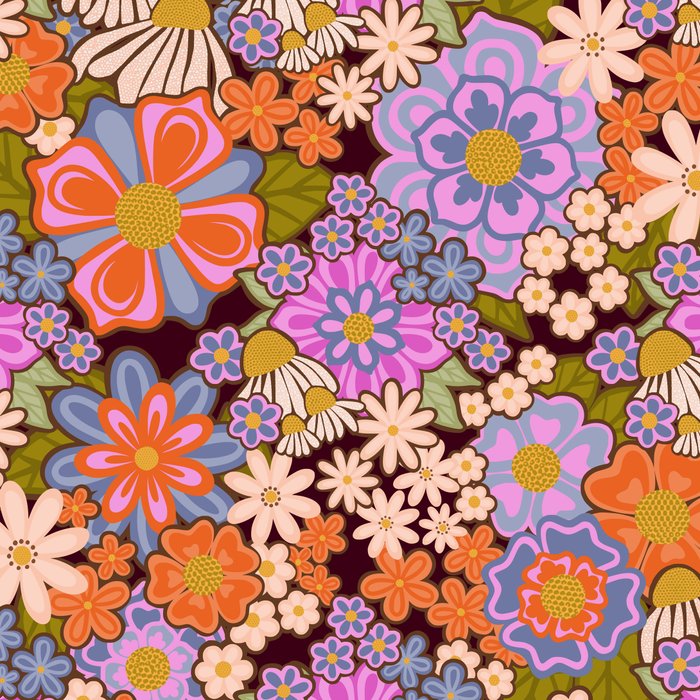 Psychedelic 70s Floral Pattern Coffee Mug Gallery Image 2
