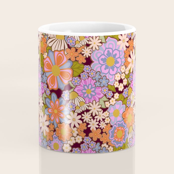 Psychedelic 70s Floral Pattern Coffee Mug Gallery Image 4