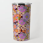 Psychedelic 70s Floral Pattern Travel Mug Gallery Image 1