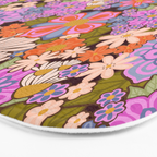 Psychedelic 70s Floral Pattern Bath Mat Gallery Image 3