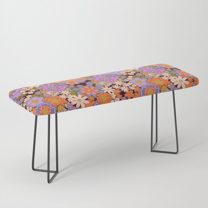 Psychedelic 70s Floral Pattern Bench Gallery Image 1