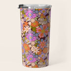 Psychedelic 70s Floral Pattern Travel Mug Gallery Image 3