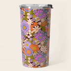 Psychedelic 70s Floral Pattern Travel Mug Gallery Image 2