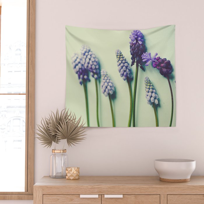 Pretty Blue Flowers Wall Tapestry Gallery Image 2