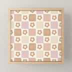 Checkered Floral - Pink Brown Beige Mini Art Print Gallery Image 1