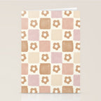 Checkered Floral - Pink Brown Beige Stationery Card Gallery Image 2